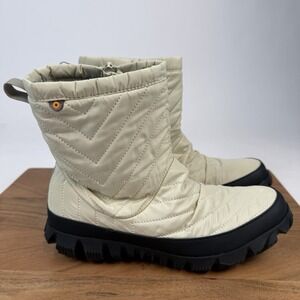 New Womens Bogs Snowcata Mid Sandstone Quilted Winter Ankle Boots Size 7 M